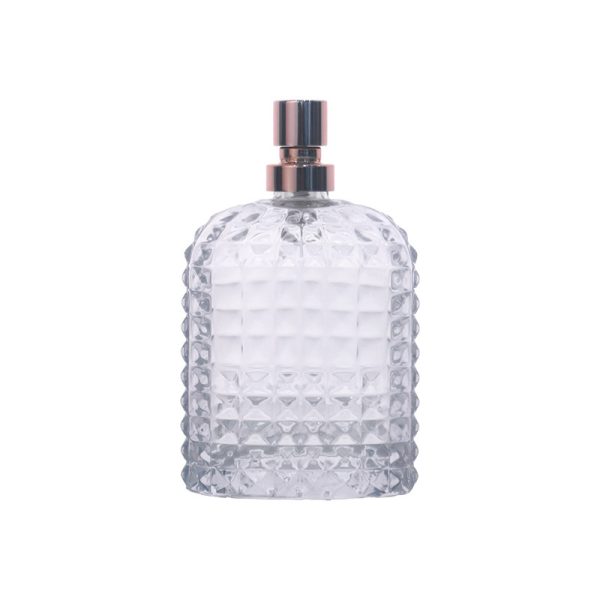 Vintage Embossed Glass Perfume Bottle - Image 2